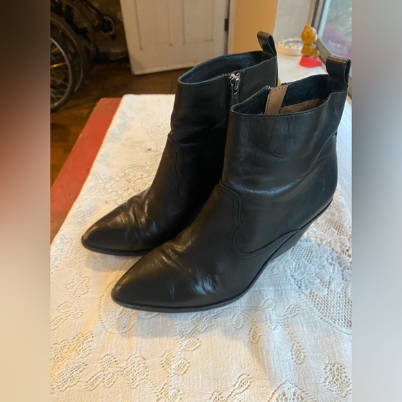 Frye Amado wedge bootie black leather size 8 - Picture 4 of 15